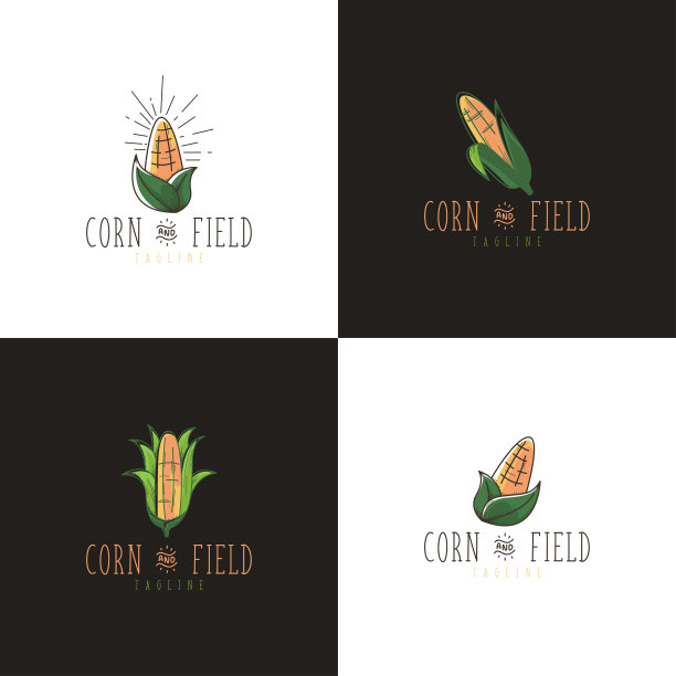 玉米标志概念与手绘风格矢量图片下载