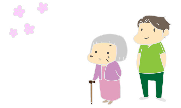 护理老人，赏樱花图片下载