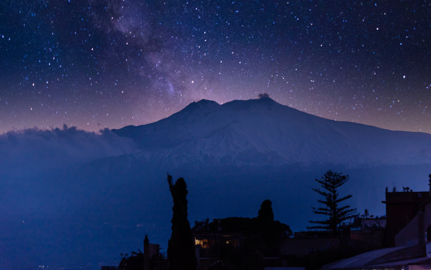 西西里岛埃特纳山的星空图片下载