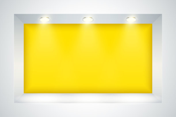 白色和黄色壁龛与聚光灯图片下载