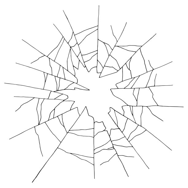 碎玻璃图形黑白素描插图矢量图片下载