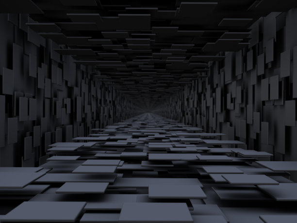 无尽黑暗的隧道。它是焦虑的象征。黑暗的背景。3 d演示。图片下载