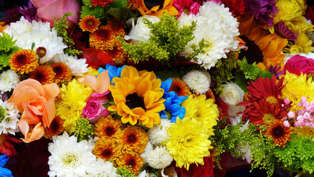 五彩缤纷的花束背景图片下载