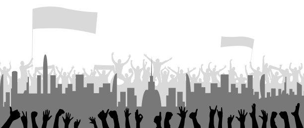 球迷们鼓掌欢呼，大楼背景图片下载