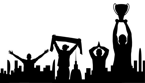 冠军和欢呼的人群。图片下载