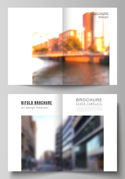 矢量布局的两个A4封面模型设计模板双折宣传册，传单，封面设计，书设计，宣传册封面。抽象的网点半色调装饰效果。点缀图案装饰。图片下载