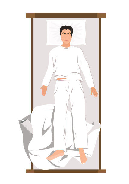 一个年轻人睡在家里的床上。俯视图，矢量插图图片下载