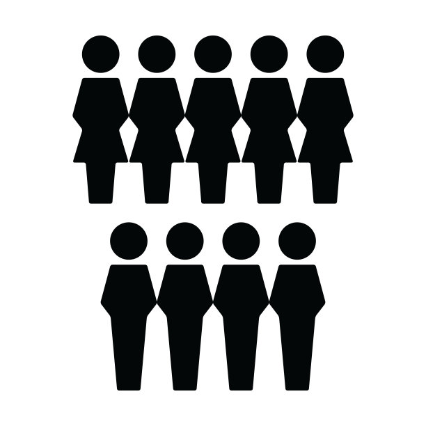 群组图标向量男女人物符号化身为企业管理人员的平面彩色象形文字图片下载