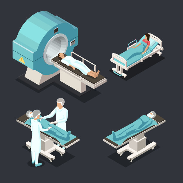 医生和病人的MRI扫描等距成像过程。医疗保健和医学概念。矢量图图片下载