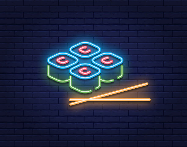 霓虹卷寿司图标标志图片下载