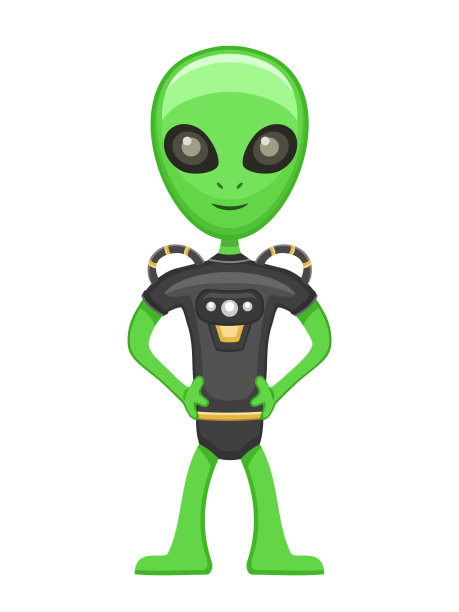白色背景上有趣的外星人图片下载
