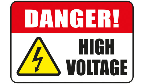 警告危险标志，电气图标高压文字矩形框架黄，红，黑颜色背景图片下载