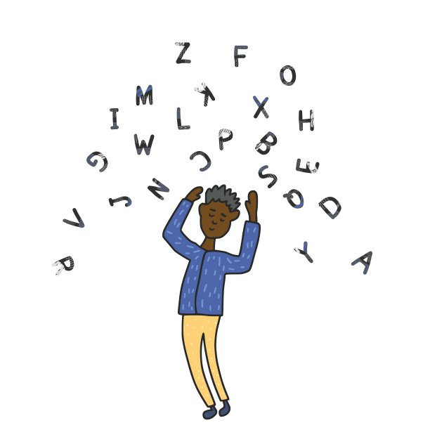失读症概念矢量符号与程式化的字母图片下载