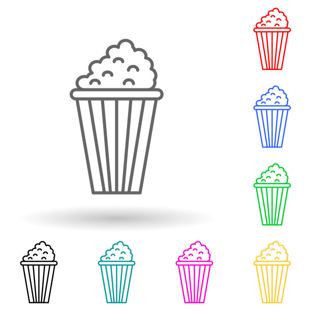 流行玉米多色风格图标。简单的细线，轮廓矢量的电影图标的用户界面和用户体验，网站或移动应用程序图片下载