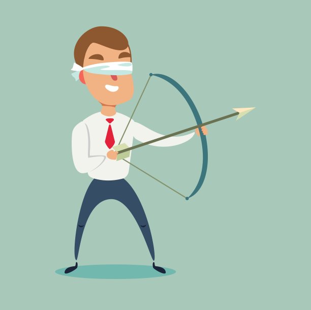 蒙着眼睛射箭的商人图片下载