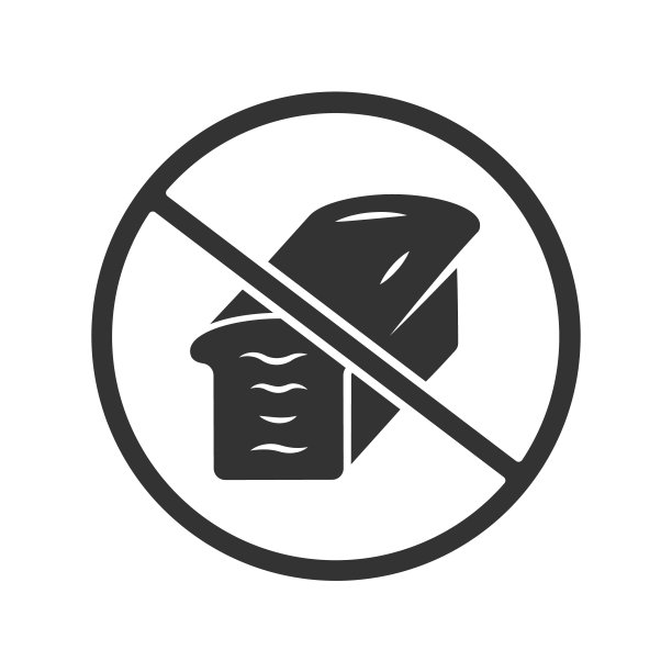 低碳水化合物饮食字形图标。无碳水化合物和麸质产品。轮廓的象征。高脂肪食物会造成垃圾。负空间。减肥和健康饮食。没有面包的迹象。向量孤立的插图图片下载