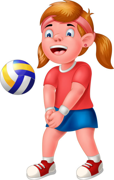 有趣的排球运动员女孩卡通图片下载