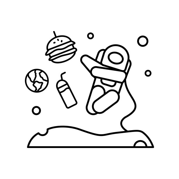 太空快餐食品图标：星际殖民线性矢量元素，适用于UI和UX图片下载