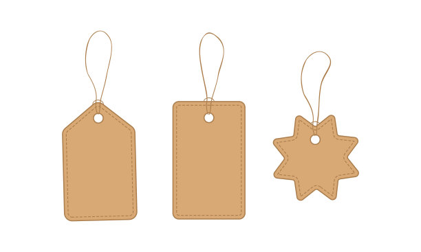 一套带绳子的空白价格标签图片下载