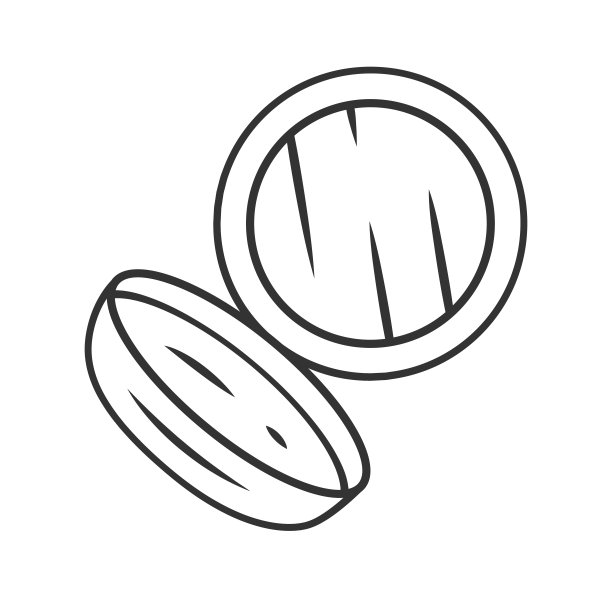 开面粉盒线性图标。小巧的腮红与镜子细线插图。轮廓的象征。面部化妆属性，个人化妆工具矢量孤立轮廓绘图。可编辑的中风图片下载