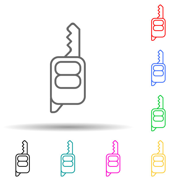 车键多色风格图标。简单的细线，轮廓向量的汽车服务和维修零件的ui和ux图标，网站或移动应用程序图片下载