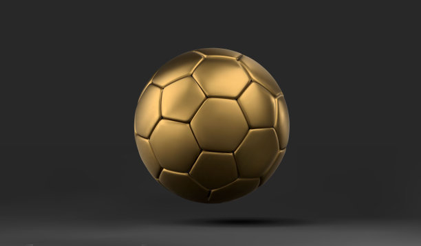 向量3D黄金足球。黑色背景上的金色足球。足球3 d球。图片下载