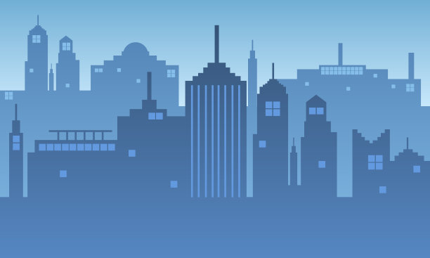 城市背景的蓝色天空渐变。图片下载