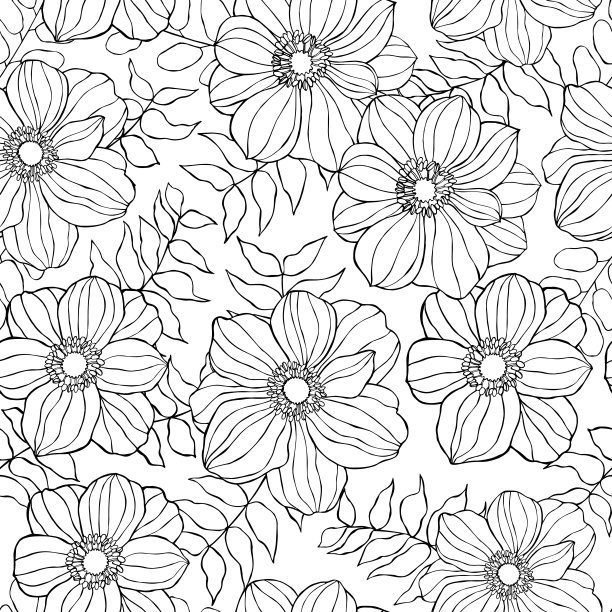 无缝矢量图案与花图片下载