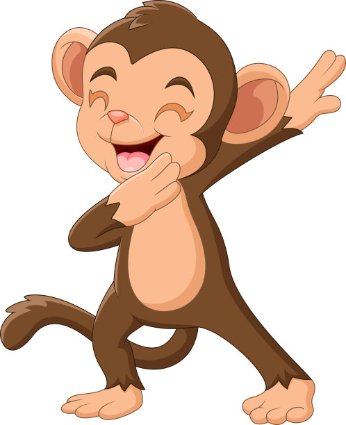 卡通快乐的猴子挥手图片下载