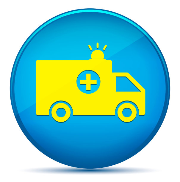 救护车图标现代扁青蓝圆形按钮图片下载