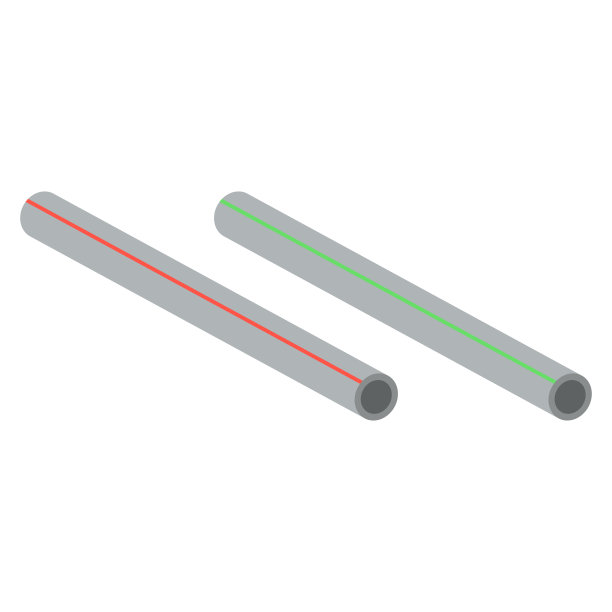 用于热水和冷水的塑料管。三维矢量插图和等距视图。图片下载