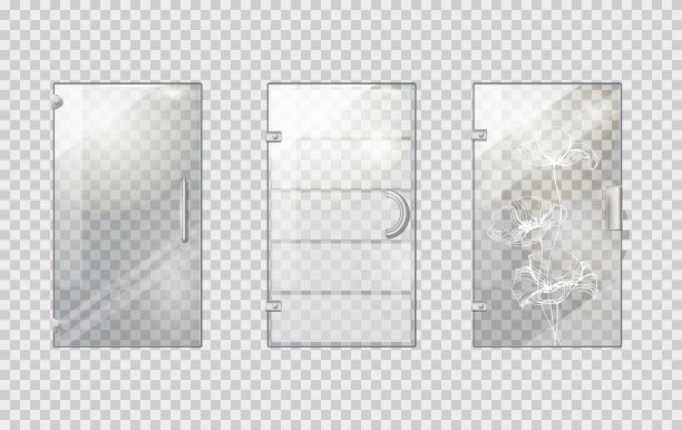透明背景上的玻璃门集合图片下载