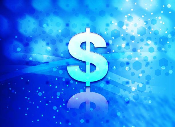 美元符号图标抽象浅青蓝六边形图案背景图片下载