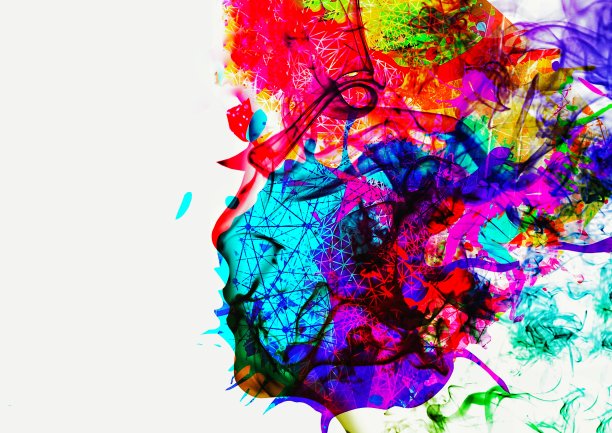 色彩斑斓的抽象人体侧面插画图片下载