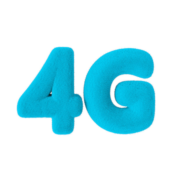 4G网络标志为蓝色皮毛。3d渲染图片下载