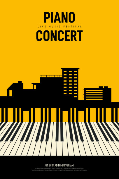 音乐海报设计模板背景装饰用钢琴复古复古的风格图片下载
