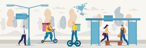 不同的食品、货物和包裹递送方式图片下载