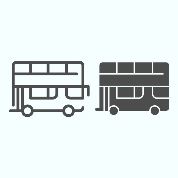 公交线路和立体图标。双层巴士矢量插图孤立在白色。伦敦城市旅游巴士轮廓风格设计，设计为web和应用程序。Eps 10。图片下载