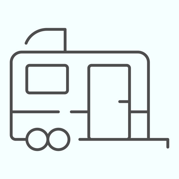 拖车细线图标。巴士为生活插图孤立在白色。移动家庭拖车轮廓风格设计，为网页和应用程序设计。Eps 10。图片下载