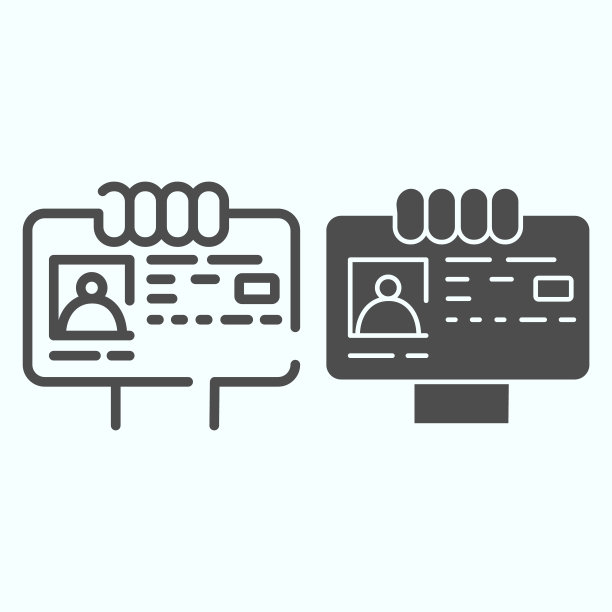 ID文件在手机上和实体图标。身份证插图孤立在白色。文档与照片轮廓风格设计，设计为web和应用程序。Eps 10。图片下载