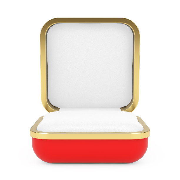 空的红色礼盒戒指。3d渲染图片下载