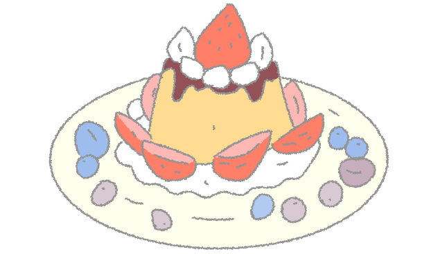 食物、糖果、布丁搭配冰淇淋的插画图片下载