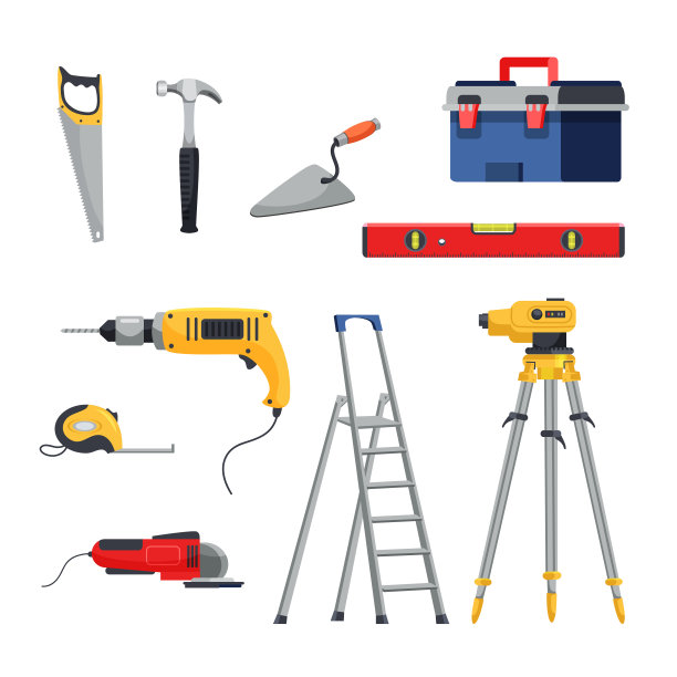 建造者仪表维修服务工具平面套装图片下载