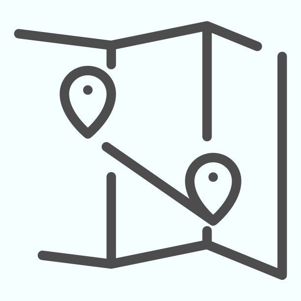 地图图标。Atlas与两个指针矢量插图孤立在白色。世界地图与标志轮廓风格设计，设计为网页和应用程序。Eps 10。图片下载