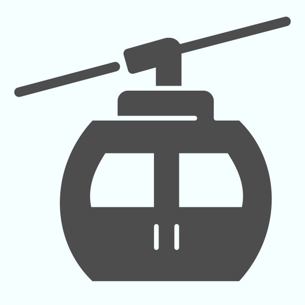 缆索坚实的图标。缆车矢量插图孤立在白色。滑雪缆车字形风格设计，专为网页和应用设计。Eps 10。图片下载