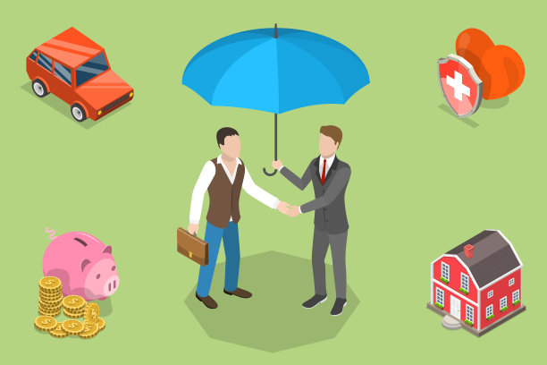 保险政策的等距平面矢量概念。素材图片