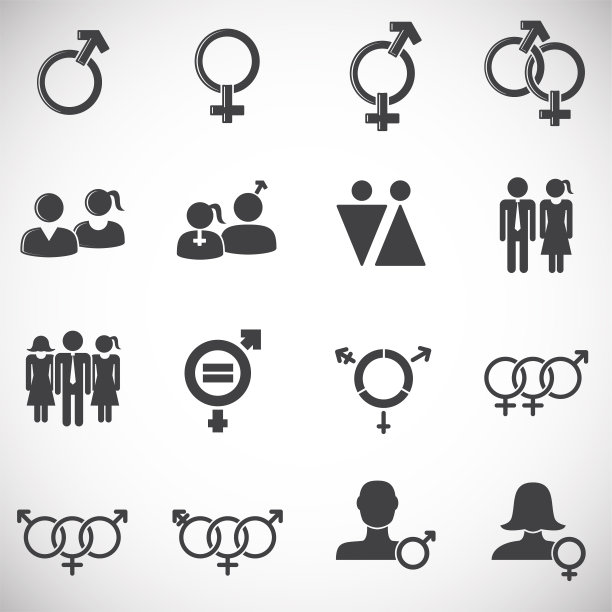 性别多样性相关的图标设置在平面和网页设计的背景。创意插图概念符号的web或移动应用程序。图片下载