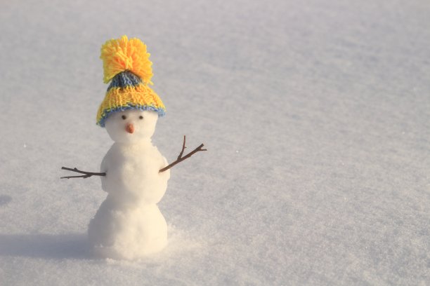 冬季背景下的情侣雪人图片下载