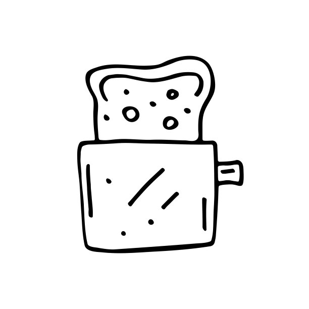 烤面包机可爱的厨房设备矢量涂鸦手绘插图图片下载