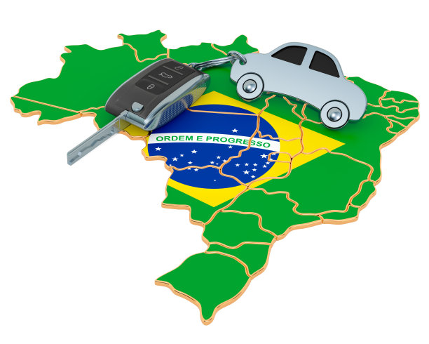 在巴西销售或租赁汽车的概念，3D渲染孤立的白色背景图片下载